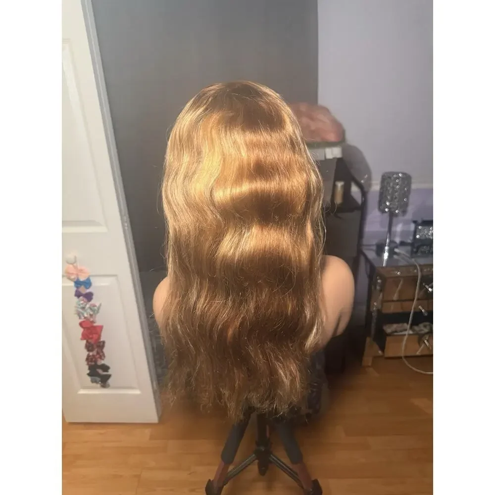 Human Hair 4x4 Lace Closure Wig – Brown with Blonde Highlights